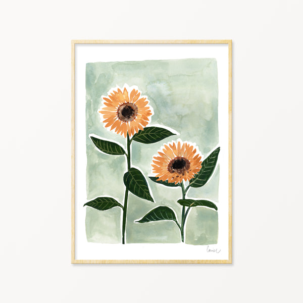 Image of illustrated sunflowers in a frame