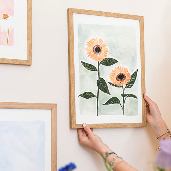 Image of illustrated sunflowers in a frame