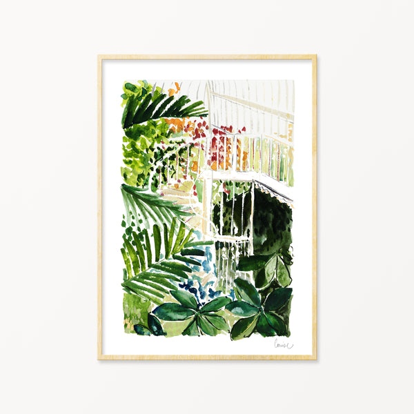 Image of illustrated palm house stairway in a frame