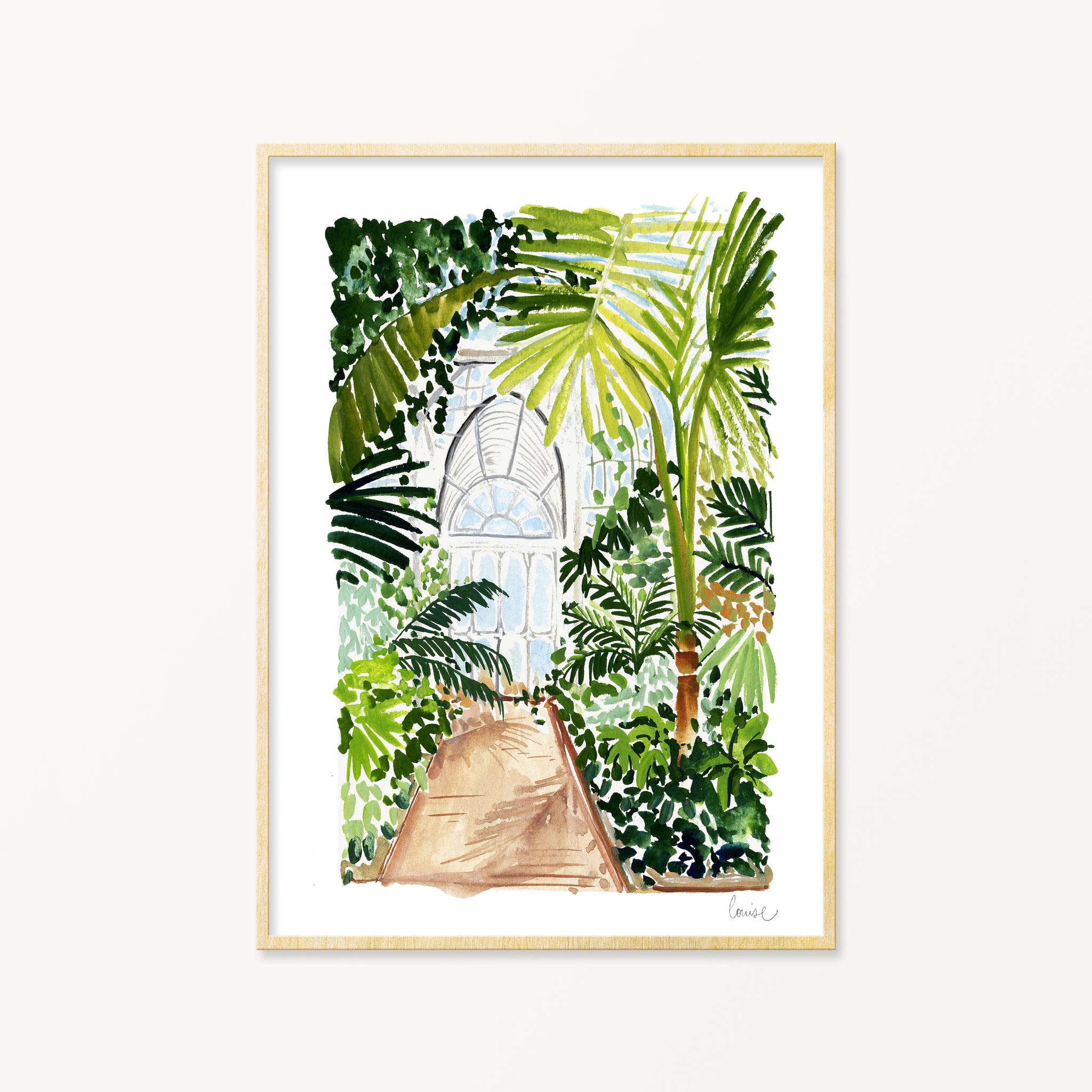 Image of illustrated palm house mezzanine walkway in a frame