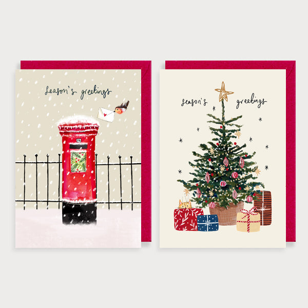 Tree and Post Box Christmas Card Pack