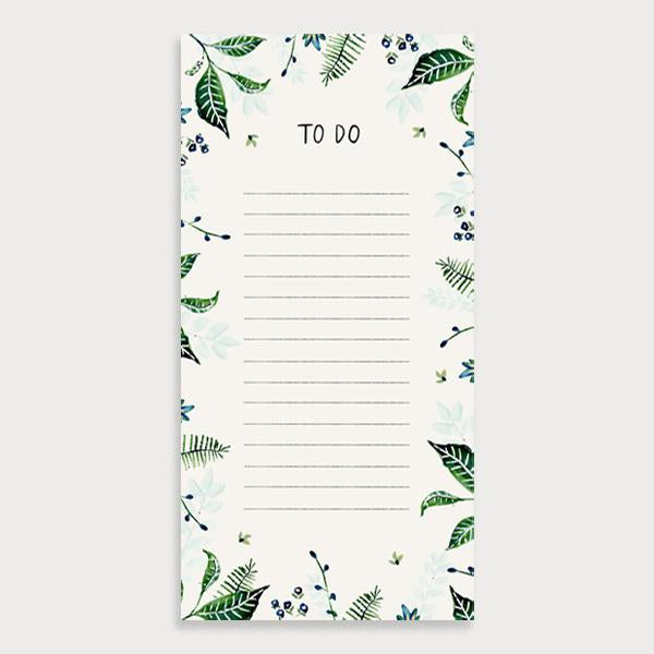 Image of an illustrated lined to do list with the title To Do and foliage leaf design border