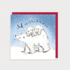 Image of illustrated christmas card with a dad polar bear and 2 babies and the caption Dad Lots of Love at Christmas
