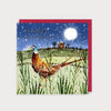 Image of illustrated christmas card with a pheasant in a snowy field and the caption Grandad Merry Christmas