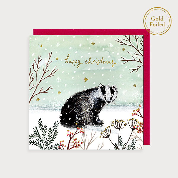 Happy Christmas Badger Christmas Card