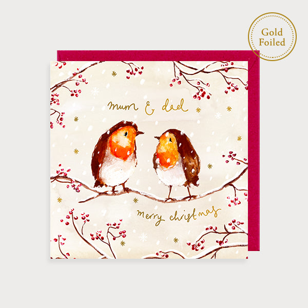 Robins Mum And Dad Merry Christmas Card