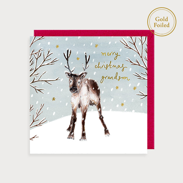 Reindeer Grandson Christmas Card